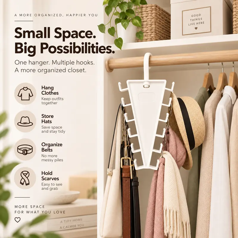 12-Hook Space Saving Closet Organizer – 360° Rotating Clothes Hanger