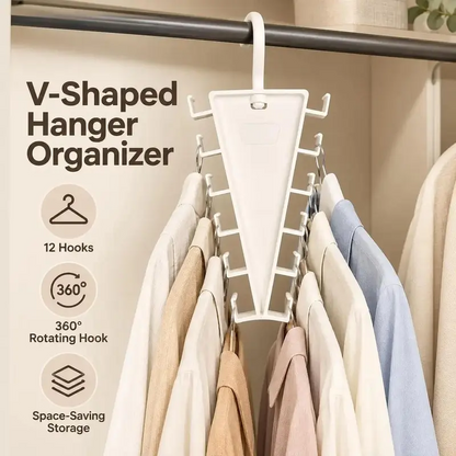12-Hook Space Saving Closet Organizer – 360° Rotating Clothes Hanger