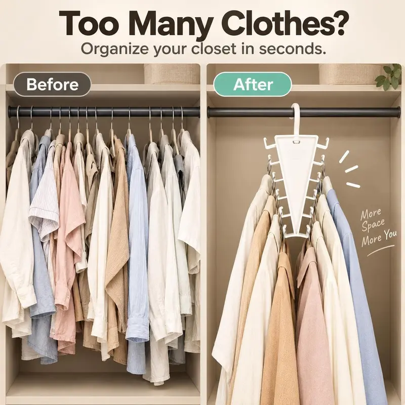 12-Hook Space Saving Closet Organizer – 360° Rotating Clothes Hanger