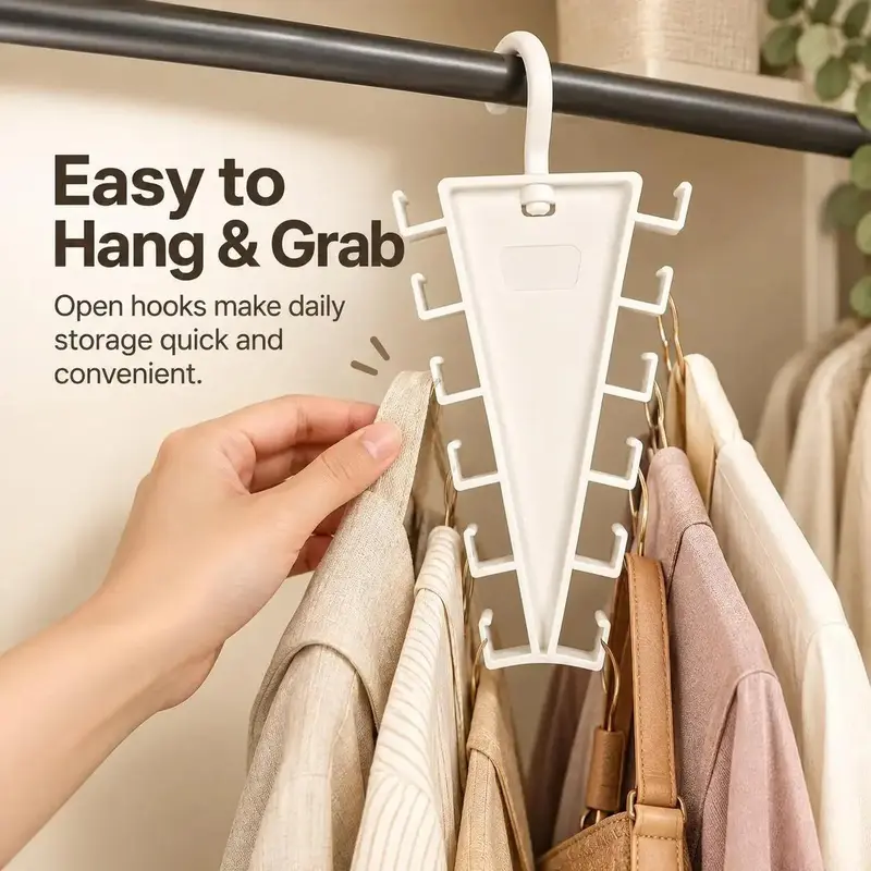 12-Hook Space Saving Closet Organizer – 360° Rotating Clothes Hanger