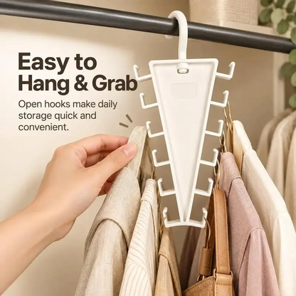 12-Hook Space Saving Closet Organizer – 360° Rotating Clothes Hanger