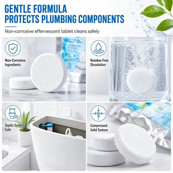20 Pack White Round Effervescent Toilet Tank Freshener and Deodorizer Tablets