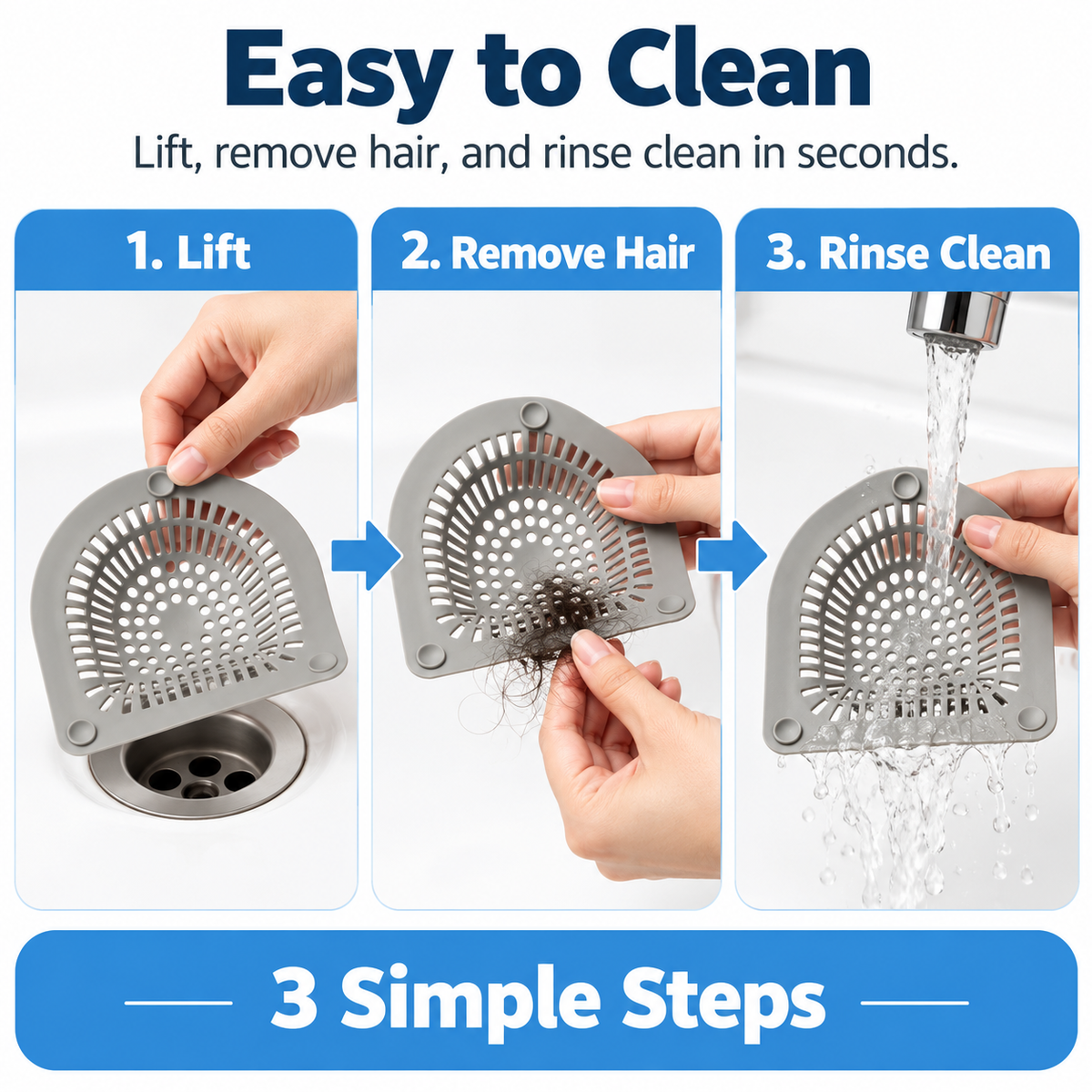 Bathroom Drain Hair Catcher – Sink & Shower Hair Filter
